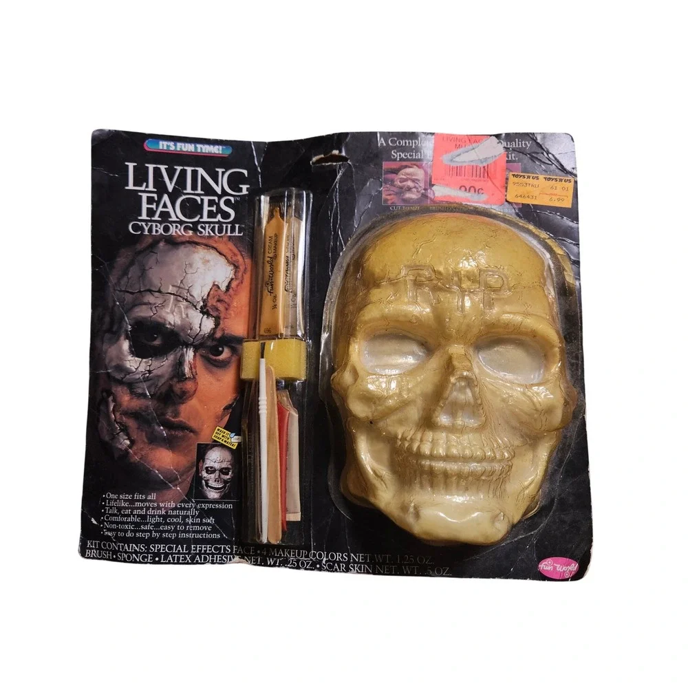 Vintage 1991 Faces Cyborg Skull Makeup Kit Special Effects Fun World 9553 NWT